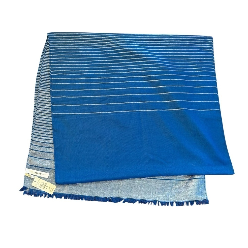 NWT Talbots Blue and Silver Scarf Wrap 40X75 inches